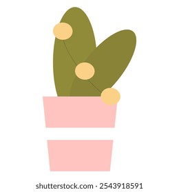 Ilustración vectorial de una planta en maceta decorada con adornos.