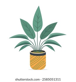 A vector illustration of a potted plant in a decorative pot, emphasizing its lush and ornamental design