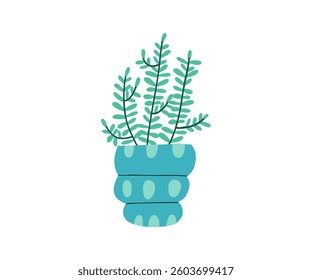 Vector illustration of a potted plant with green leaves. Great for home decor, gardening, and eco-friendly design projects