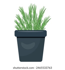 Vector illustration of a potted rosemary plant, perfect for gardening, culinary, and home decor designs