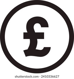 Vector illustration. Pound Sterling, currency symbol, financial icon isolated on transparent background for app or website, vector sign.