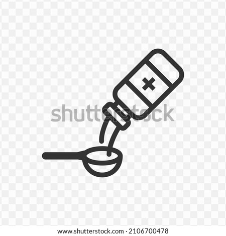 Vector illustration of pouring medicine icon in dark color and transparent background(png).