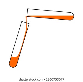 Vektorgrafik, die eine Substanz aus einem Reagenzglas auf weißem Hintergrund in ein Reagenzglas gießt