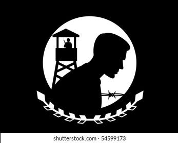 vector illustration of the POW MIA flag. This flag is in the public domain in the United States because it is a work of the United States Federal Government under the