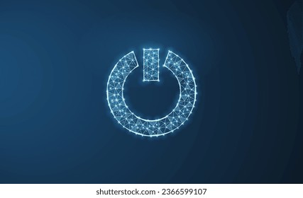 Ilustración vectorial del botón de encendido. Energía, concepto de tecnología eléctrica. Icono de botón de encendido hecho de cuadrícula y puntos.