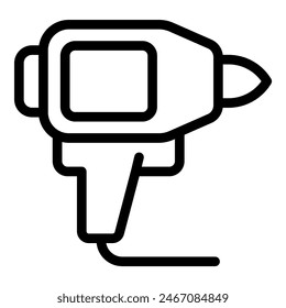 Vector illustration of a power drill in line art style, suitable for icons or instructional materials
