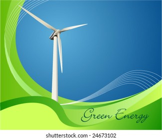 Vector illustration of a power generating wind turbine