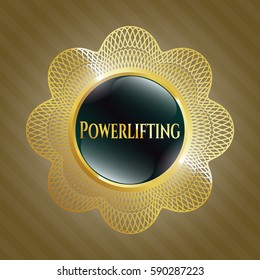 Vector illustration of  Power lifting gold shiny emblem
