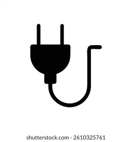 A vector illustration of a power plug with a cord, ideal for energy topics, electrical safety designs, and technology related graphics in various formats.
