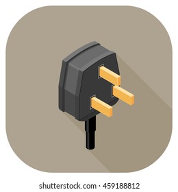 A vector illustration of a Power Plug flat icon design.
Plug Icon Concept.
Three Pin Plug.