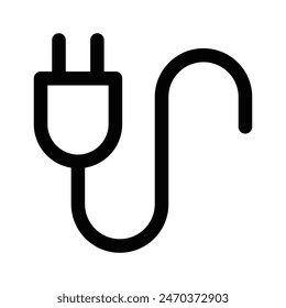 Vector illustration of a power plug icon. Ideal for representing electricity, energy, and technology concepts. Editable stroke.