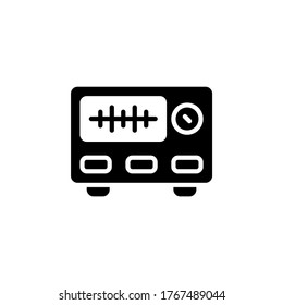 Vektorgrafik von Netzteil-Symbol oder Logo mit schwarzer Farbe und glyptischem Design-Stil. 64px Zeichenfläche, Pixel Perfect