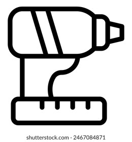 Vector illustration of a power tool icon resembling a cordless electric drill in a line art style
