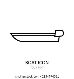 Vector illustration with powerboat. Linear drawing