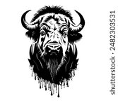 A vector illustration of a powerful African buffalo, ideal for t-shirt stencil printing, logos, and digital designs. Capture rugged detail and wild strength in your projects