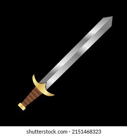 Vector illustration of powerful sword for battle, luxury design elements, games, logo. Kingdom theme