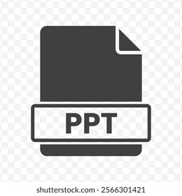 Vector illustration of PPT file in dark color and transparent background(PNG).