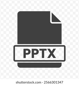 Vector illustration of PPTX file in dark color and transparent background(PNG).