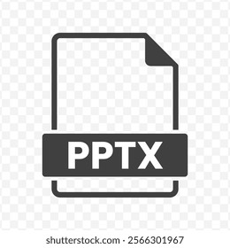 Vector illustration of PPTX file in dark color and transparent background(PNG).