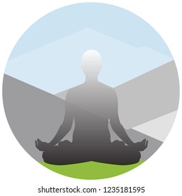 Vector illustration. Practicing yoga. Yoga lotus pose, wellness concept.