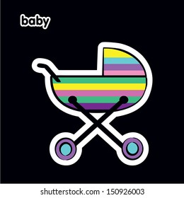 vector illustration of a pram with a baby