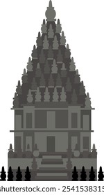 Vector illustration of Prambanan temple, the largest Hindu temple in Indonesia, Hindu temple site