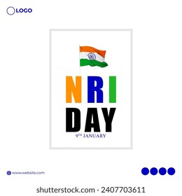 Vector illustration of Pravasi Bharatiya Divas social media feed template written hindi text means indian migrants day