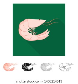 Vector illustration of prawn  and creature  sign. Collection of prawn  and fresh  stock symbol for web.