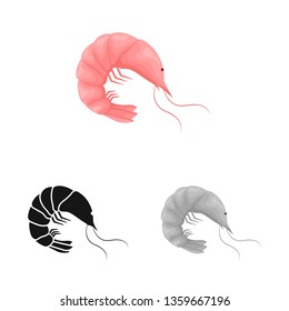 Vector illustration of prawn  and creature  symbol. Set of prawn  and fresh  stock vector illustration.
