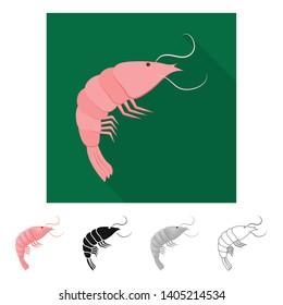 Vector illustration of prawn and raw  symbol. Set of prawn and luxury  stock symbol for web.