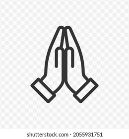 Vector illustration of pray icon in dark color and transparent background(png).