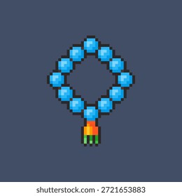 Vector Illustration of Prayer Beads with Pixel Art Design, perfect for game assets themed