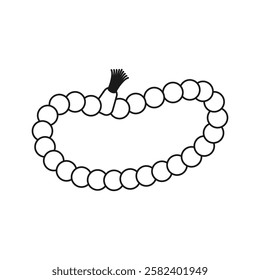 Vector illustration of prayer beads or tasbih in line art style isolated on white background