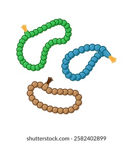 Vector illustration of prayer beads or tasbih in color isolated on white background