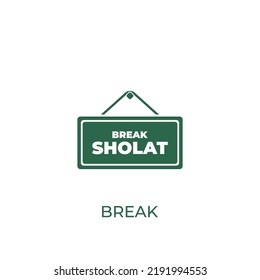 Vector illustration, prayer break sign concept icon or break sholat sign. Vector symbol design of business collection. Can be used for web and mobile.