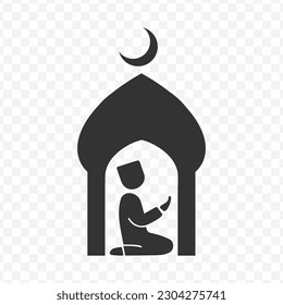 Vector illustration of prayer icon in dark color and transparent background(png).