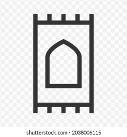Vector illustration of prayer rug icon in dark color and transparent background(png).