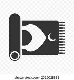 Vector illustration of prayer rug icon in dark color and transparent background(png).
