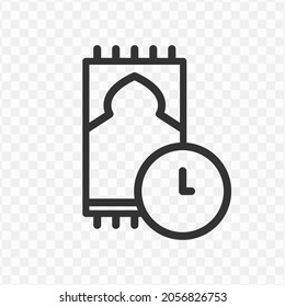 Vector illustration of prayer time icon in dark color and transparent background(png).