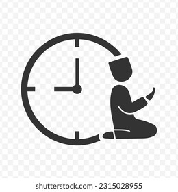 Vector illustration of prayer time icon in dark color and transparent background(PNG).