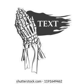 Vector illustration - Praying skeleton hands. vector illustration