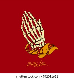 Vector illustration - Praying skeleton hands
