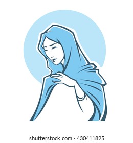 Vector Illustration Praying Virgin Mary Stock Vector (Royalty Free ...