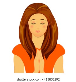 Vector illustration of praying woman