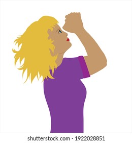 Vector illustration of praying woman by profile. Symbol of religion and hope.