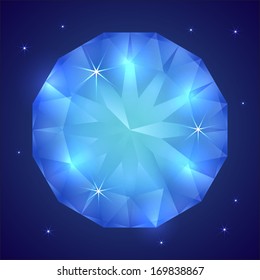 Vector illustration of precious sapphire gemstone