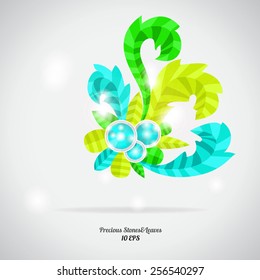 Vector illustration. The precious stones. Object isolated on white and grey background.