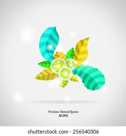 Vector illustration. The precious stones. Object isolated on white and grey background.