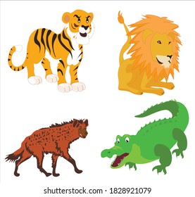Vector illustration of predatory animals for kids
