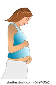 Vector Illustration Pregnancy Caucasian Woman That Stock Vector 